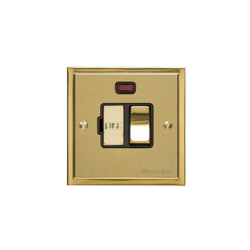 Elite Stepped Plate Range Satin Brass Switches & Sockets, S04 - Switched Spur with Neon (13 Amp) by Heritage Brass By M-Marcus