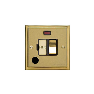 Elite Stepped Plate Range Satin Brass Switches & Sockets, S04 - Switched Spur with Neon + Cord (13 Amp) by Heritage Brass By M-Marcus