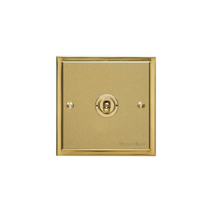 Elite Stepped Plate Range Satin Brass Switches & Sockets, S04 - 1 Gang Intermediate Toggle Switch by Heritage Brass By M-Marcus