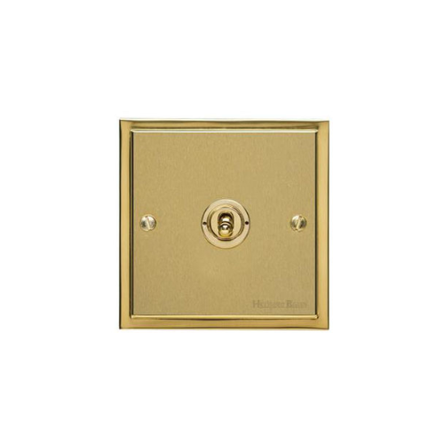 Elite Stepped Plate Range Satin Brass Switches & Sockets, S04 - 1 Gang Intermediate Toggle Switch by Heritage Brass By M-Marcus
