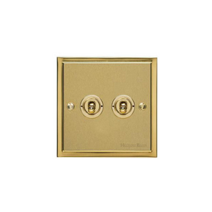 Elite Stepped Plate Range Satin Brass Switches & Sockets, S04 - 2 Gang Toggle Switch by Heritage Brass By M-Marcus