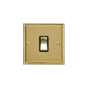 Elite Stepped Plate Range Satin Brass Switches & Sockets, S04 - 1 Gang Intermediate Rocker Switch by Heritage Brass By M-Marcus
