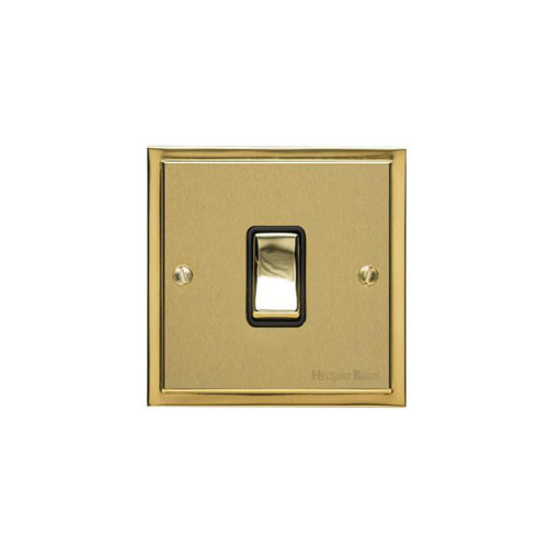 Elite Stepped Plate Range Satin Brass Switches & Sockets, S04 - 1 Gang Intermediate Rocker Switch by Heritage Brass By M-Marcus