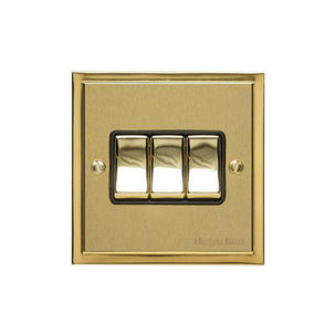 Elite Stepped Plate Range - Satin Brass - 3 Gang Switch (10 Amp)