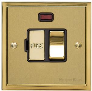 Elite Stepped Plate Range - Satin Brass - Switched Spur with Neon (13 Amp)