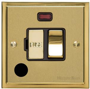 Elite Stepped Plate Range - Satin Brass - Switched Spur with Neon/Cord (13 Amp)