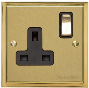 Elite Stepped Plate Range - Satin Brass - Single Socket (13 Amp)