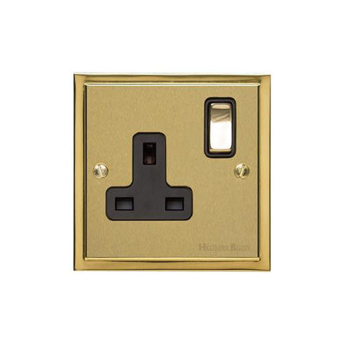 Elite Stepped Plate Range Satin Brass Switches & Sockets, S04 - Single Socket (13 Amp) by Heritage Brass By M-Marcus