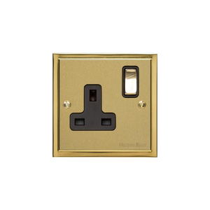 Elite Stepped Plate Range Satin Brass Switches & Sockets, S04 - Single Socket (13 Amp) by Heritage Brass By M-Marcus