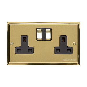 Elite Stepped Plate Range Satin Brass Switches & Sockets, S04 - 20A Double Pole Switch by Heritage Brass By M-Marcus