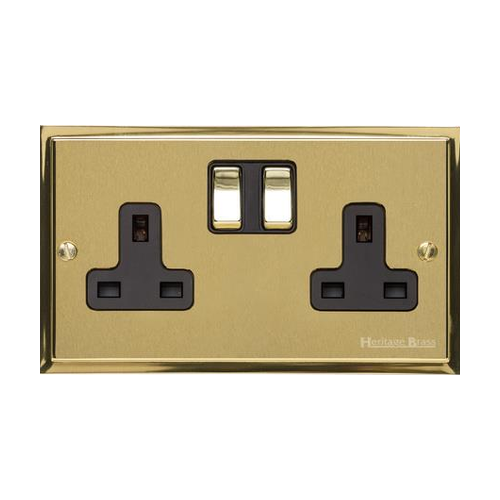 Elite Stepped Plate Range Satin Brass Switches & Sockets, S04 - 20A Double Pole Switch by Heritage Brass By M-Marcus