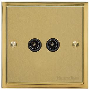 Elite Stepped Plate Range - Satin Brass - 2 Gang TV Coaxial Socket