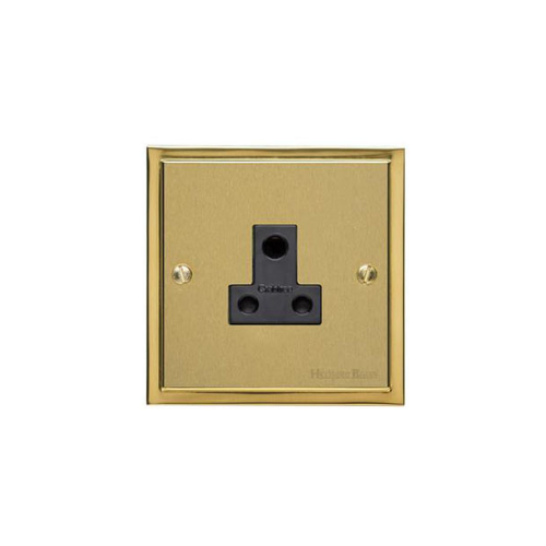 Elite Stepped Plate Range Satin Brass Switches & Sockets, S04 - 5 Amp 3 Round Pin Socket by Heritage Brass By M-Marcus