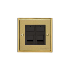 Elite Stepped Plate Range Satin Brass Switches & Sockets, S04 - 2 Gang RJ45 by Heritage Brass By M-Marcus