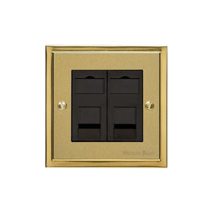 Elite Stepped Plate Range Satin Brass Switches & Sockets, S04 - 2 Gang RJ45 by Heritage Brass By M-Marcus