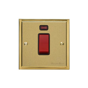 Elite Stepped Plate Range - Satin Brass - 45A Switch with Neon (single plate)