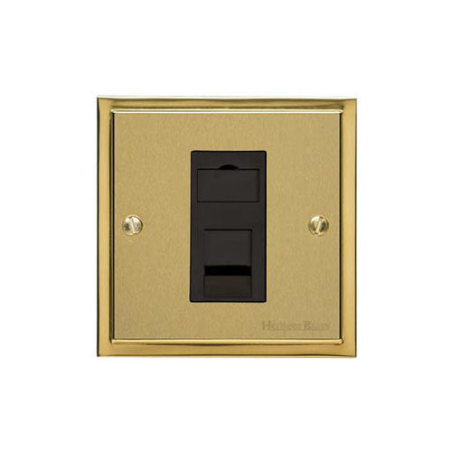 Elite Stepped Plate Range Satin Brass Switches & Sockets, S04 - 1 Gang RJ45 by Heritage Brass By M-Marcus