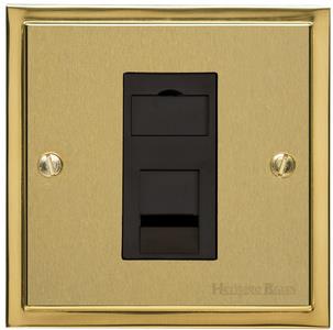 Elite Stepped Plate Range - Satin Brass - 1 Gang RJ11