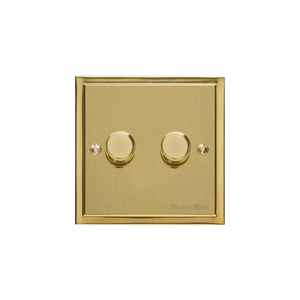 Elite Stepped Plate Range Satin Brass Switches & Sockets, S04 - 2 Gang Dimmer 250 watts (Compatible with halogen/ incandescent bulbs) by Heritage Brass By M-Marcus