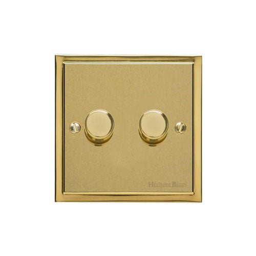 Elite Stepped Plate Range Satin Brass Switches & Sockets, S04 - 2G Multi Location Primary Dimmer by Heritage Brass By M-Marcus