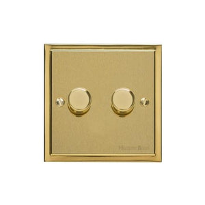 Elite Stepped Plate Range Satin Brass Switches & Sockets, S04 - 2G Multi Location Secondary Dimmer by Heritage Brass By M-Marcus