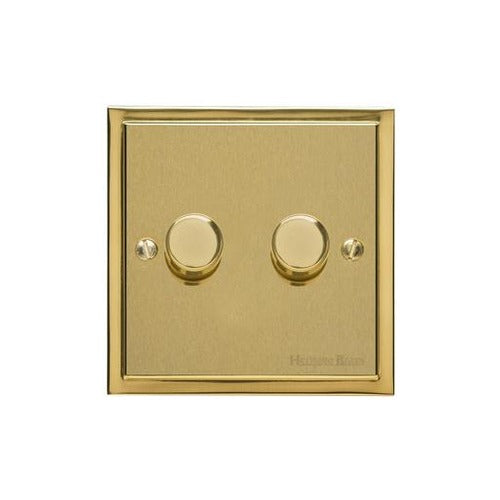 Elite Stepped Plate Range Satin Brass Switches & Sockets, S04 - 2G Multi Location Secondary Dimmer by Heritage Brass By M-Marcus