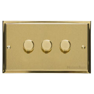Elite Stepped Plate Range Satin Brass Switches & Sockets, S04 - 3G Multi Location Primary Dimmer by Heritage Brass By M-Marcus