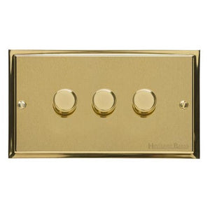 Elite Stepped Plate Range Satin Brass Switches & Sockets, S04 - 3G Multi Location Secondary Dimmer by Heritage Brass By M-Marcus