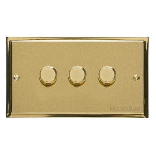 Elite Stepped Plate Range Satin Brass Switches & Sockets, S04 - 3G Multi Location Secondary Dimmer by Heritage Brass By M-Marcus