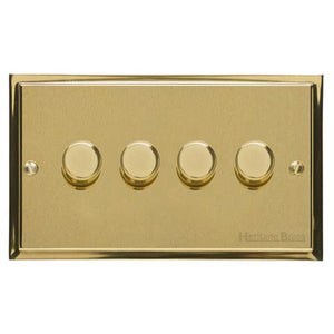 Elite Stepped Plate Range Satin Brass Switches & Sockets, S04 - 4G Multi Location Secondary Dimmer by Heritage Brass By M-Marcus