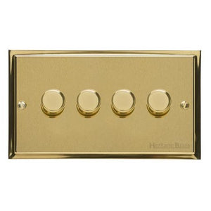 Elite Stepped Plate Range Satin Brass Switches & Sockets, S04 - 4G Multi Location Secondary Dimmer by Heritage Brass By M-Marcus