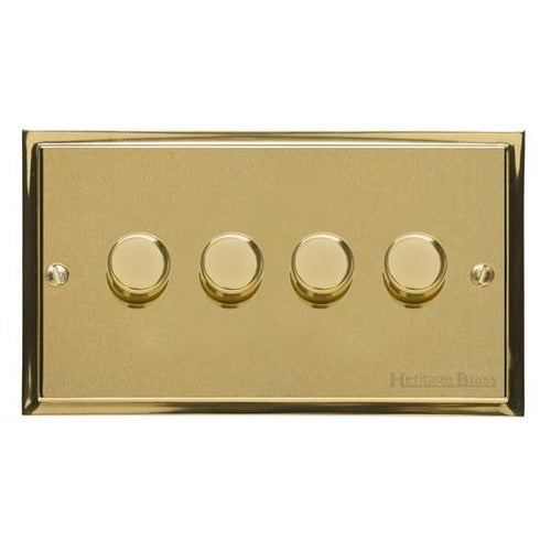 Elite Stepped Plate Range Satin Brass Switches & Sockets, S04 - 4G Multi Location Secondary Dimmer by Heritage Brass By M-Marcus
