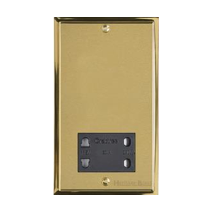 Elite Stepped Plate Range Satin Brass Switches & Sockets, S04 - Shaver Socket Output Voltage 110/240V by Heritage Brass By M-Marcus