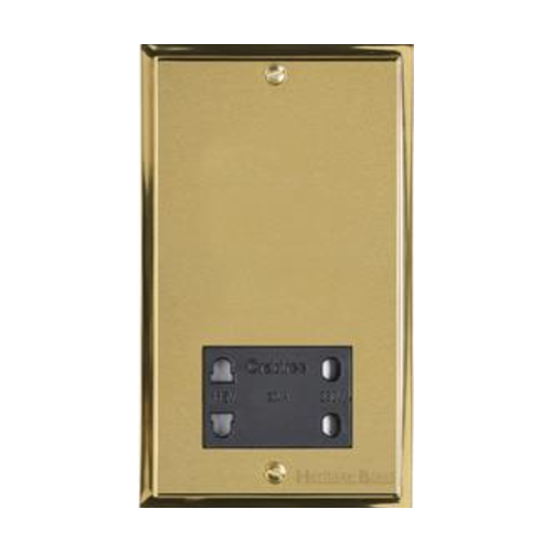 Elite Stepped Plate Range Satin Brass Switches & Sockets, S04 - Shaver Socket Output Voltage 110/240V by Heritage Brass By M-Marcus