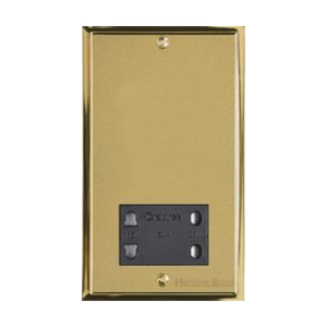 Elite Stepped Plate Range Satin Brass Switches & Sockets, S04 - Shaver Socket Output Voltage 110/240V by Heritage Brass By M-Marcus