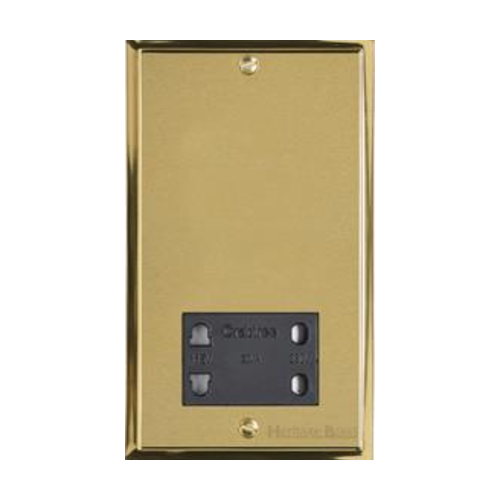 Elite Stepped Plate Range Satin Brass Switches & Sockets, S04 - Shaver Socket Output Voltage 110/240V by Heritage Brass By M-Marcus