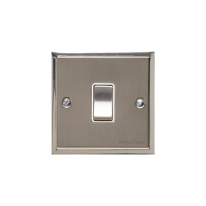 Elite Stepped Plate Range Satin Nickel Switches & Sockets, S05 - 1 Gang Intermediate Rocker Switch by Heritage Brass By M-Marcus