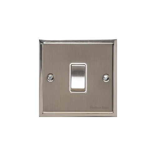 Elite Stepped Plate Range Satin Nickel Switches & Sockets, S05 - 1 Gang Intermediate Rocker Switch by Heritage Brass By M-Marcus