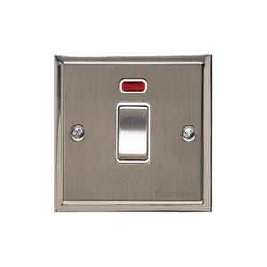 Elite Stepped Plate Range Satin Nickel Switches & Sockets, S05 - 20A Double Pole Switch with Neon by Heritage Brass By M-Marcus