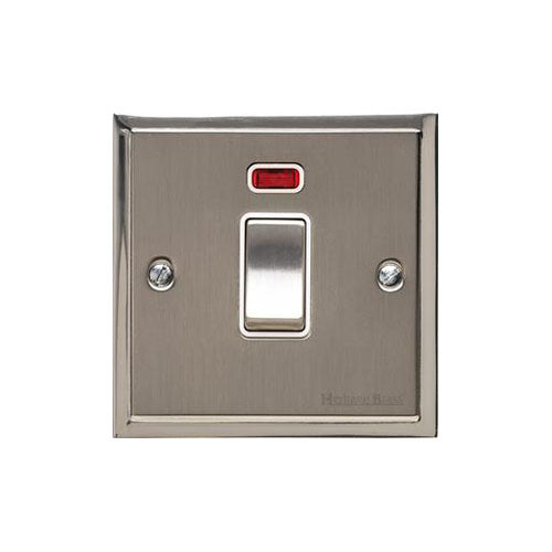 Elite Stepped Plate Range Satin Nickel Switches & Sockets, S05 - 20A Double Pole Switch with Neon by Heritage Brass By M-Marcus