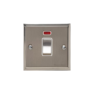 Elite Stepped Plate Range Satin Nickel Switches & Sockets, S05 - 20A Double Pole Switch with Neon by Heritage Brass By M-Marcus