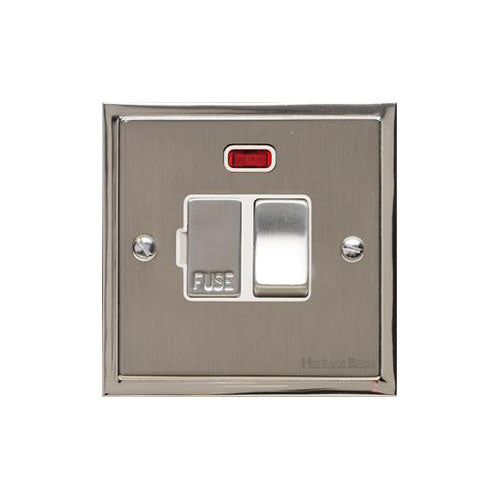 Elite Stepped Plate Range Satin Nickel Switches & Sockets, S05 - Switched Spur with Neon (13 Amp) by Heritage Brass By M-Marcus