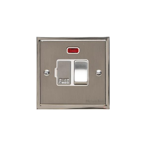 Elite Stepped Plate Range Satin Nickel Switches & Sockets, S05 - Switched Spur with Neon (13 Amp) by Heritage Brass By M-Marcus
