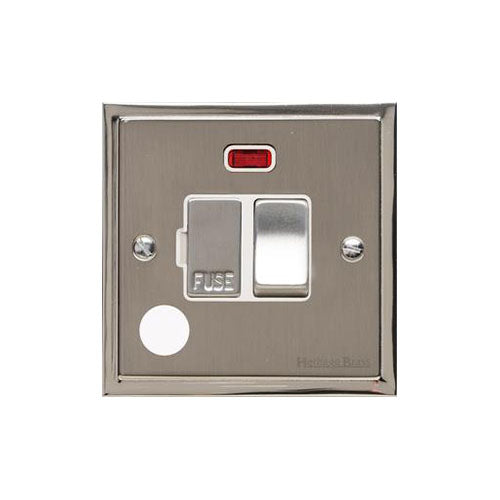 Elite Stepped Plate Range Satin Nickel Switches & Sockets, S05 - Switched Spur with Neon + Cord (13 Amp) by Heritage Brass By M-Marcus