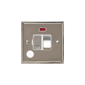 Elite Stepped Plate Range Satin Nickel Switches & Sockets, S05 - Switched Spur with Neon + Cord (13 Amp) by Heritage Brass By M-Marcus