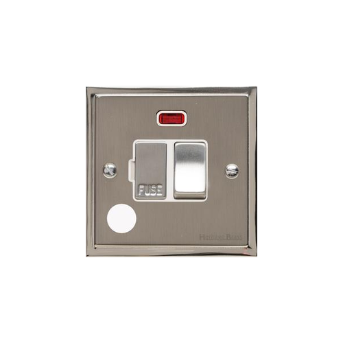Elite Stepped Plate Range Satin Nickel Switches & Sockets, S05 - Switched Spur with Neon + Cord (13 Amp) by Heritage Brass By M-Marcus