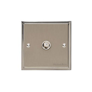 Elite Stepped Plate Range Satin Nickel Switches & Sockets, S05 - 1 Gang Satellite Socket by Heritage Brass By M-Marcus