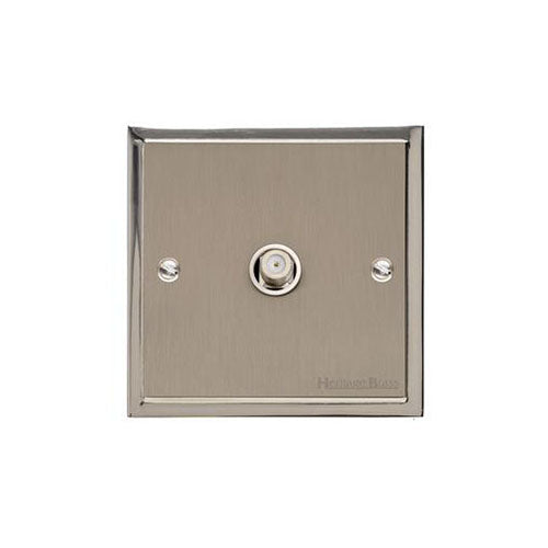 Elite Stepped Plate Range Satin Nickel Switches & Sockets, S05 - 1 Gang Satellite Socket by Heritage Brass By M-Marcus