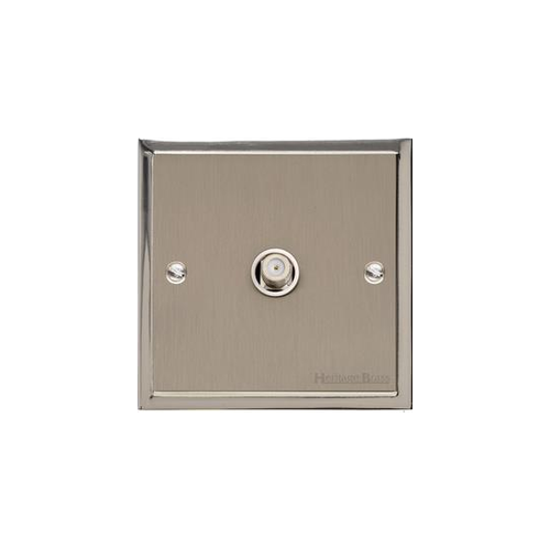 Elite Stepped Plate Range Satin Nickel Switches & Sockets, S05 - 1 Gang Satellite Socket by Heritage Brass By M-Marcus