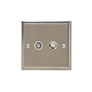 Elite Stepped Plate Range Satin Nickel Switches & Sockets, S05 - TV/Satellite Socket by Heritage Brass By M-Marcus